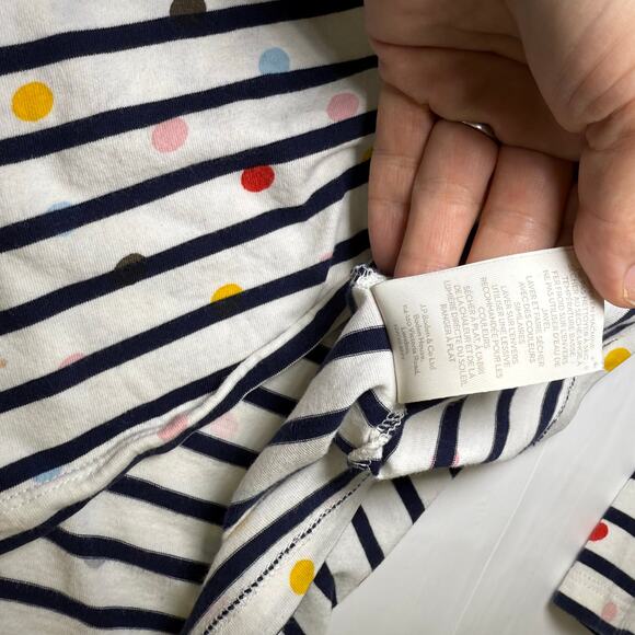Boden Striped Dot Long Sleeve Top US 4 UK 8 Navy Multicolor Polka Dot Cotton Tee - Picture 8 of 9